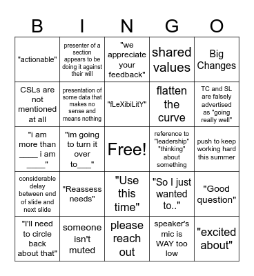 All Hands Bingo Card