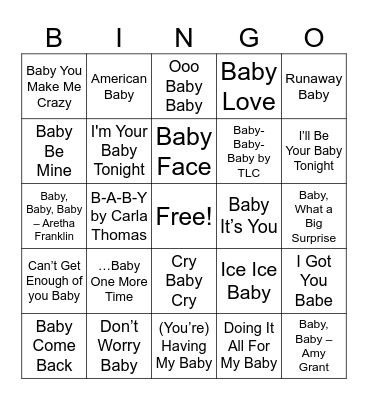 Baby Shower Bingo Card