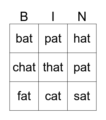 -at Family Bingo Card