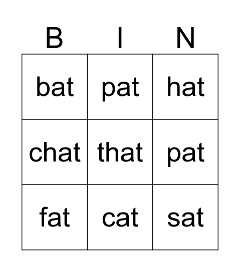 -at Family Bingo Card