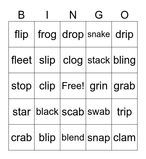 BINGO (BLENDS) Bingo Card