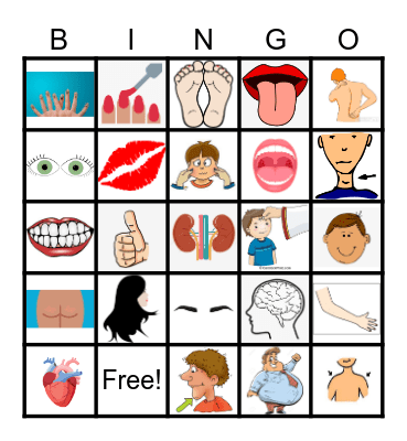 ESL Body Parts Bingo Card