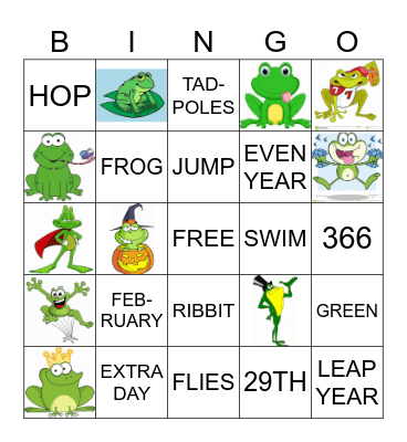 FROG BINGO Card