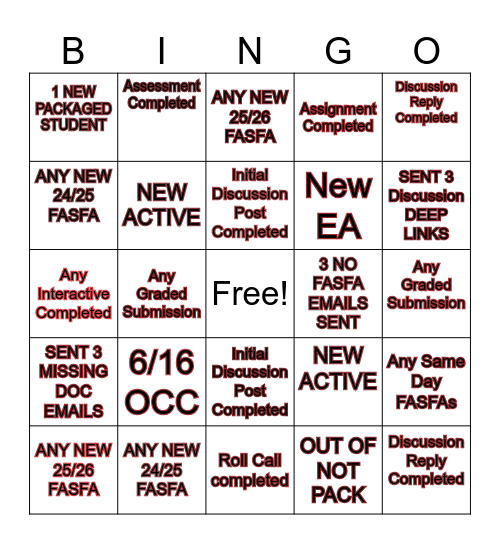 G'S UNIT Start Day 3 STITCH BINGO Card