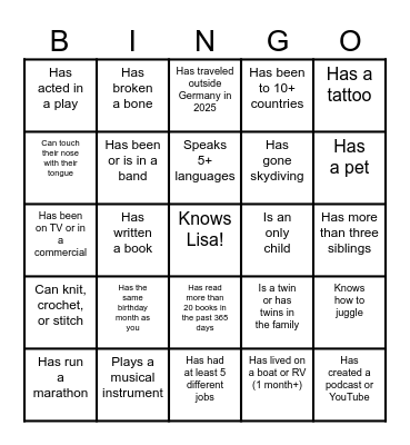 Lisa's Bingo Bash Bingo Card