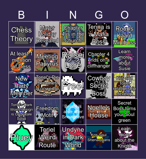 DELTARUNE CHAPTERS 3 + 4 Bingo Card