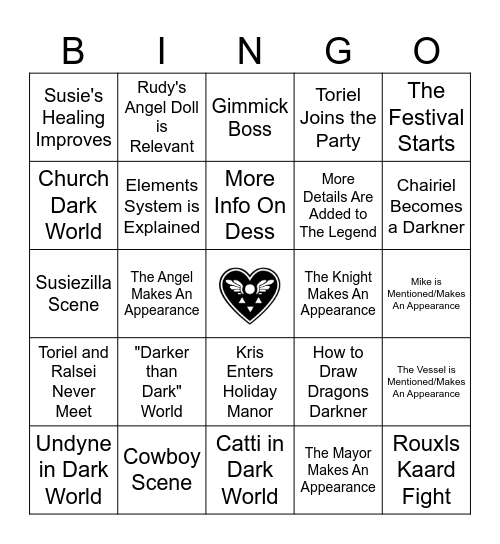 Deltarune Chapter 3 & 4 Bingo Card
