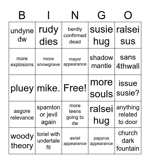 DELTARUNE TODAY Bingo Card