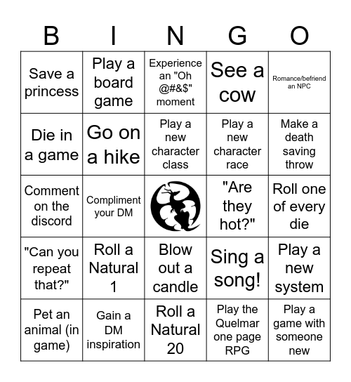 Sidequest Bingo Card