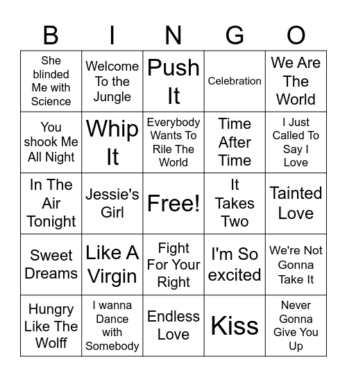 Music Bingo Card