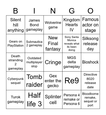 Summer games bingo Card