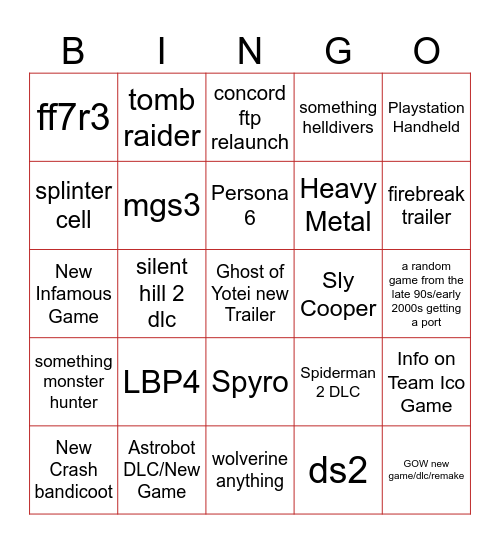 SOP 6/4 Bingo Card
