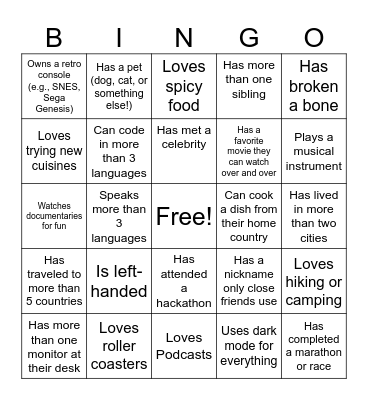 People Bingo Card