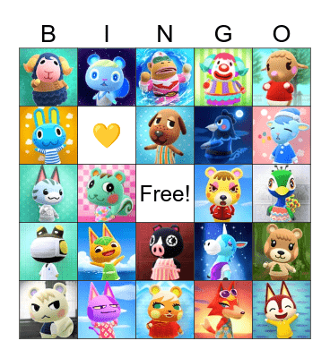 Animal Crossing Bingo Card
