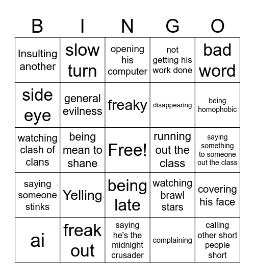 yaku Bingo Card