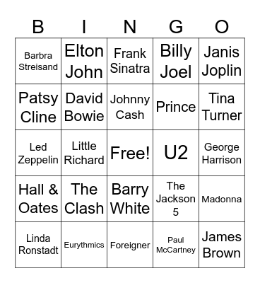 Music Bing Bingo Card