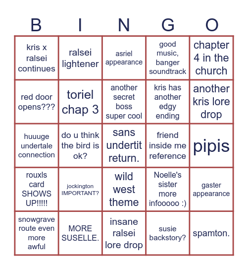DELTARUNE BINGOOOOO Bingo Card