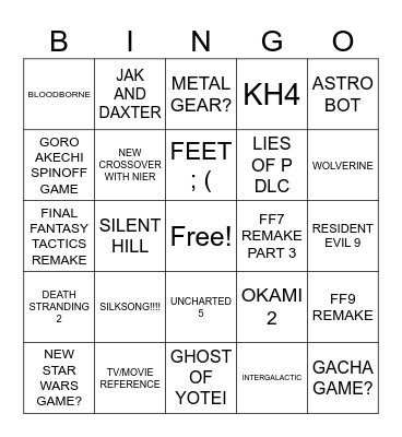 STATE OF PLAY Bingo Card