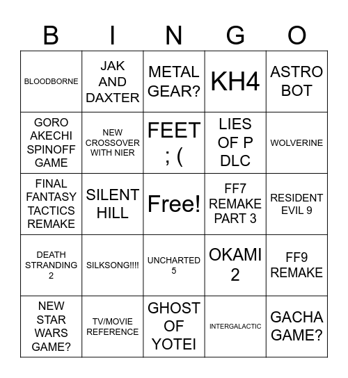 STATE OF PLAY Bingo Card