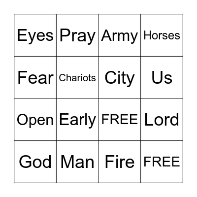 2 Kings 6:15-17 Bingo Card