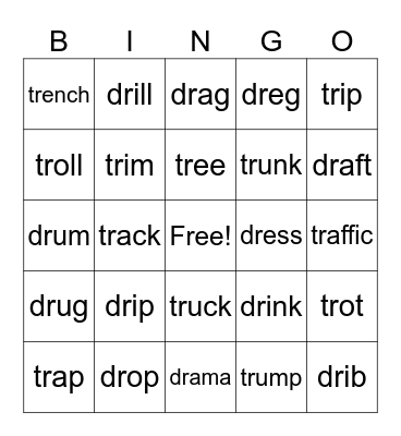 dr/tr Bingo Card
