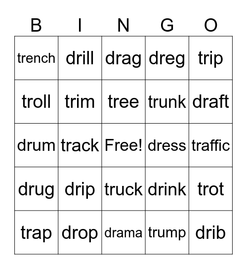 dr/tr Bingo Card