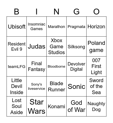 State of Play June 2025 Bingo Card