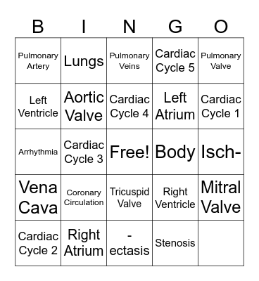 Heart & Stuffs Bingo Card