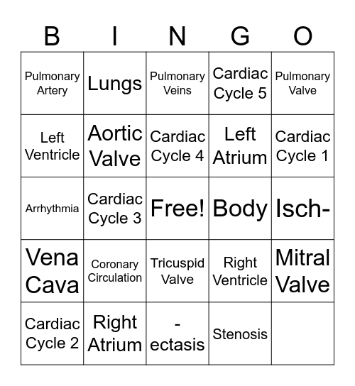 Heart & Stuffs Bingo Card