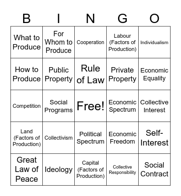 Social BINGO Card