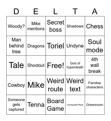 Deltarune Bingo Card