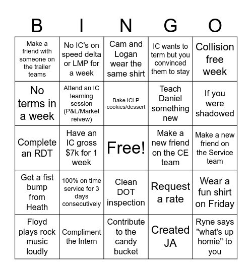 ICLP Bingo Card