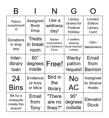 library summer bingo Card