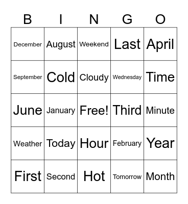 Time - morning practice Bingo Card