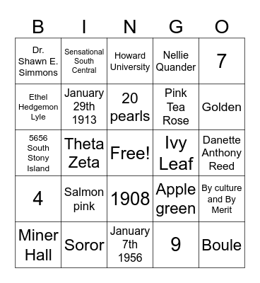 AKA Bingo Card