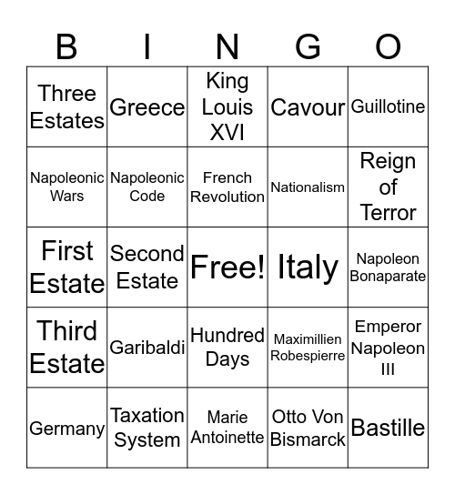 Unit 3 Bingo (2) Bingo Card