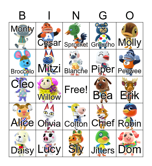 Animal Crossing Bingo Card