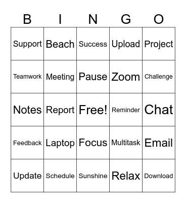 Virtual Summer Bingo Card