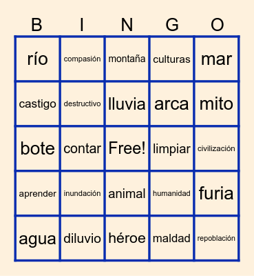 El Diluvio - Flood Myths Bingo Card