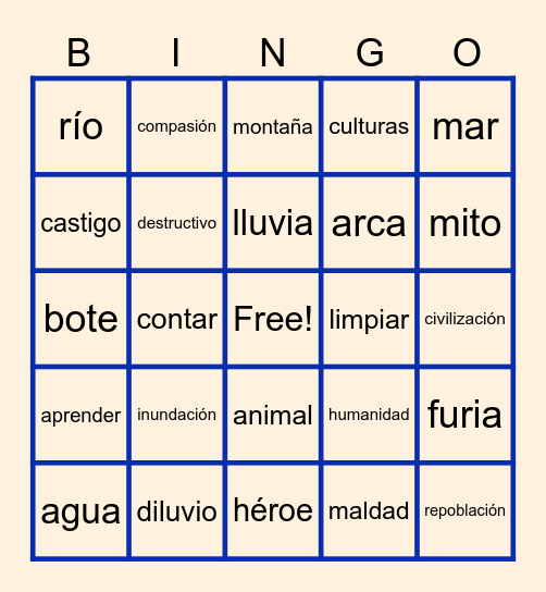El Diluvio - Flood Myths Bingo Card
