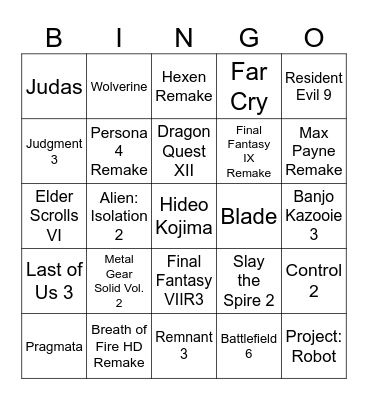 Summer Games Fest Bingo Card