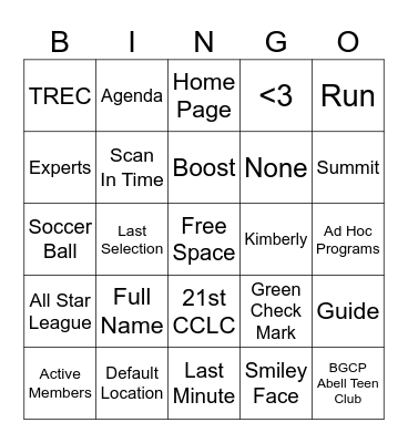 MCH Training Bingo Card