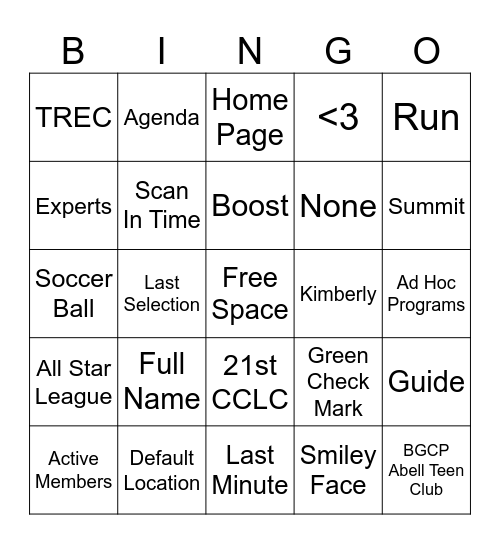 MCH Training Bingo Card