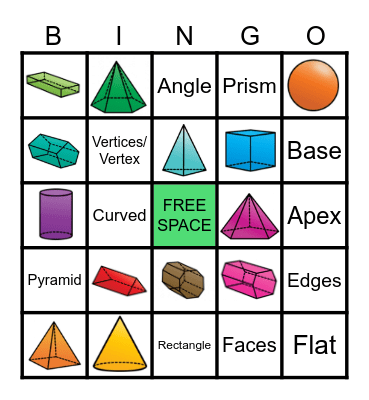 3D Shapes Bingo Card