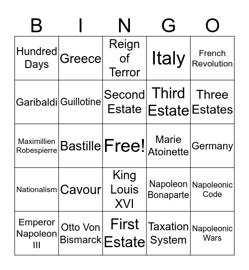 Unit 3 Bingo (3) Bingo Card