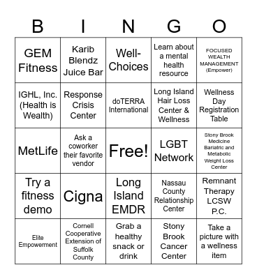 2025 Employee Wellness Day Bingo Card