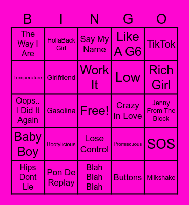 2000's POP Bingo Card