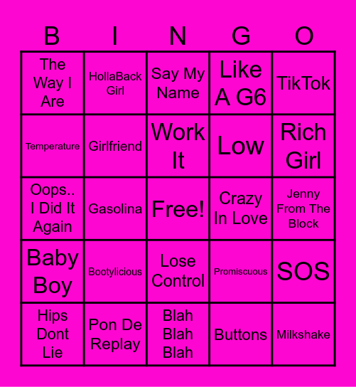 2000's POP Bingo Card