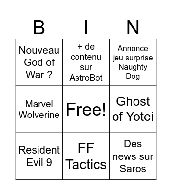 STATE OF PLAY Bingo Card