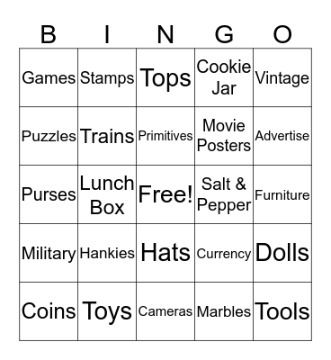 Miss Ellie's Antiques Bingo Card